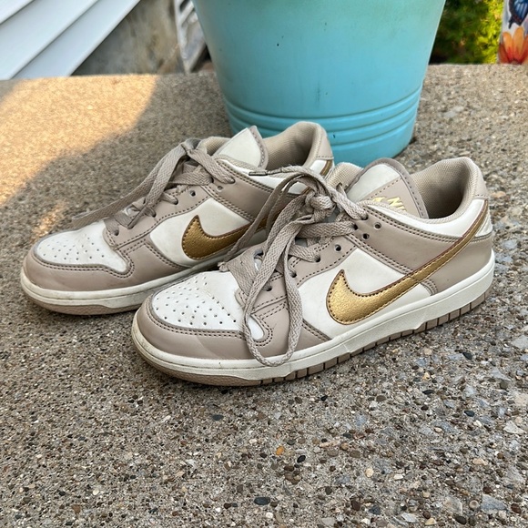 Other - Nike Dunks Gold and Tan size 5.5 Youth